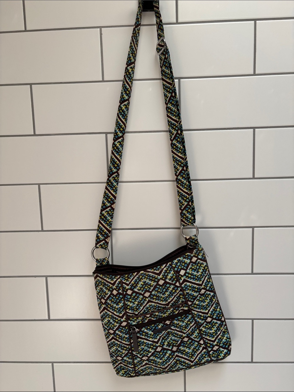 Vera Bradley Quilted Crossbody Bag - Blue, Green, Black